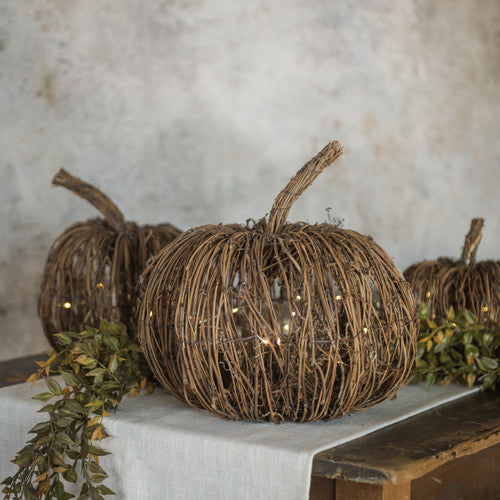 Lighted Rattan Pumpkin