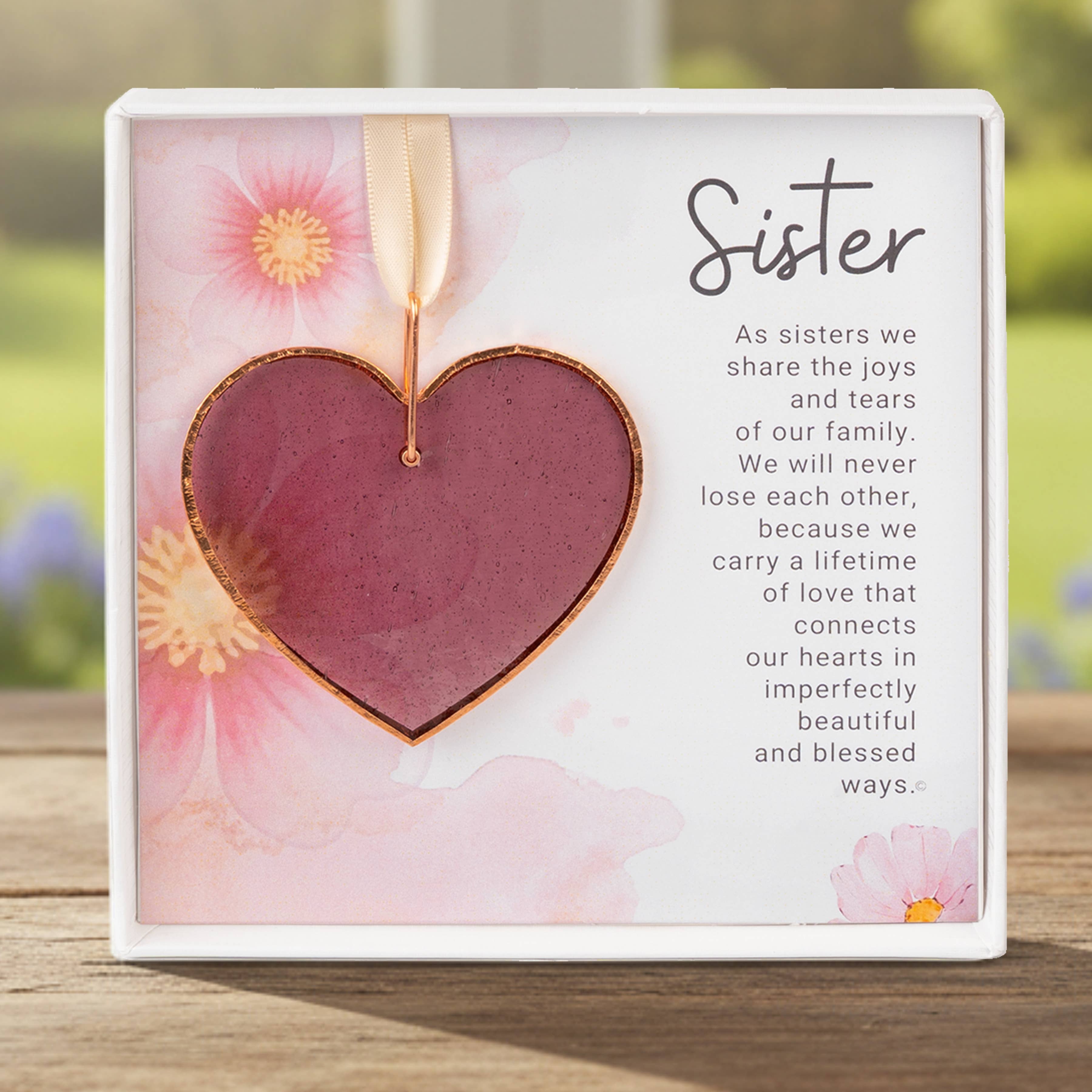Sister Keepsake Gift – Handmade Stained Glass Heart 40468