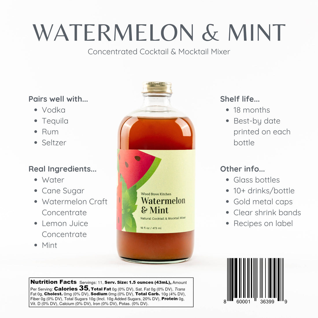 Watermelon & Mint Cocktail Mixer & Mocktail Mixer