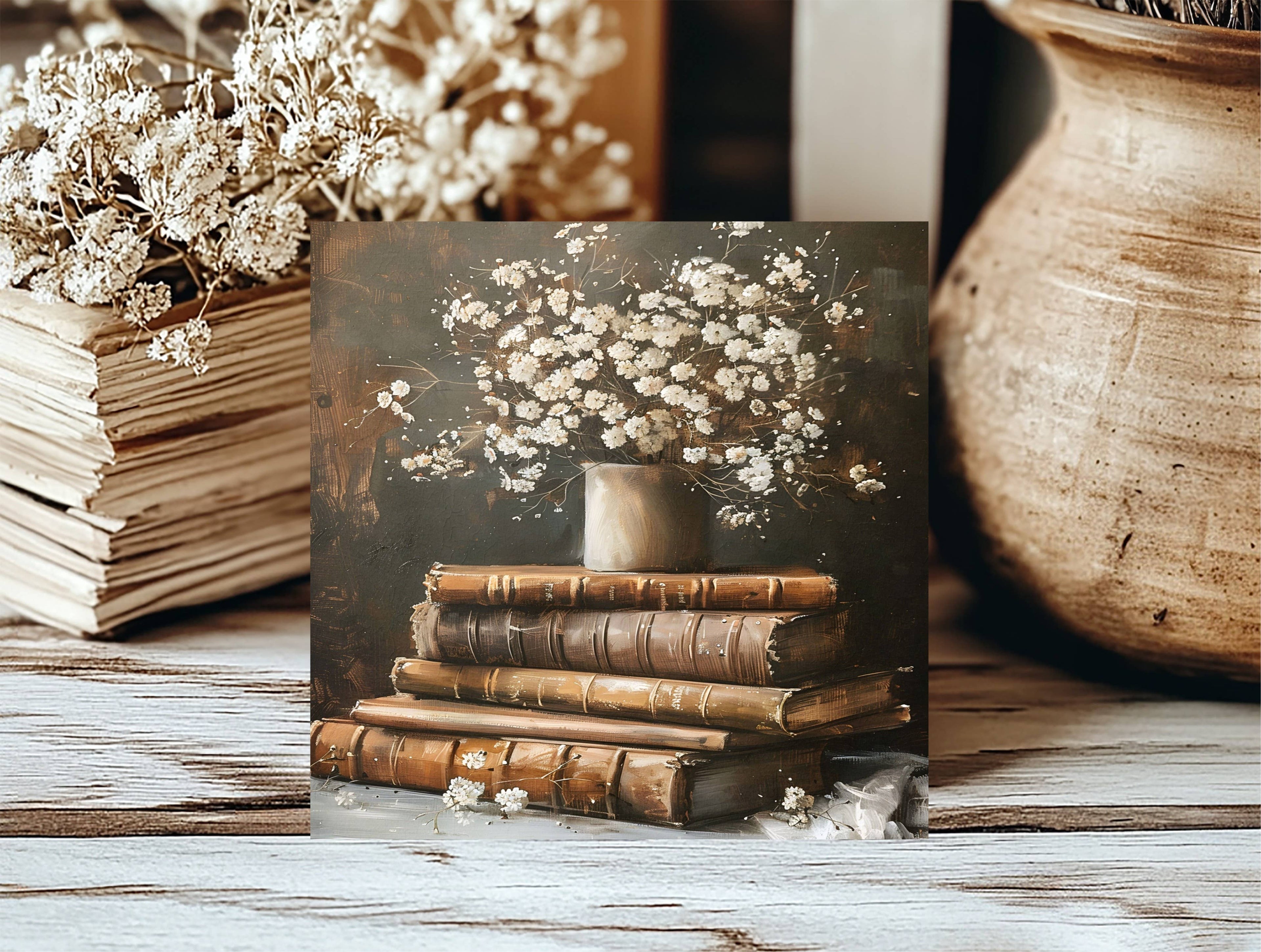 Insert Books With Flowers for Square Frame