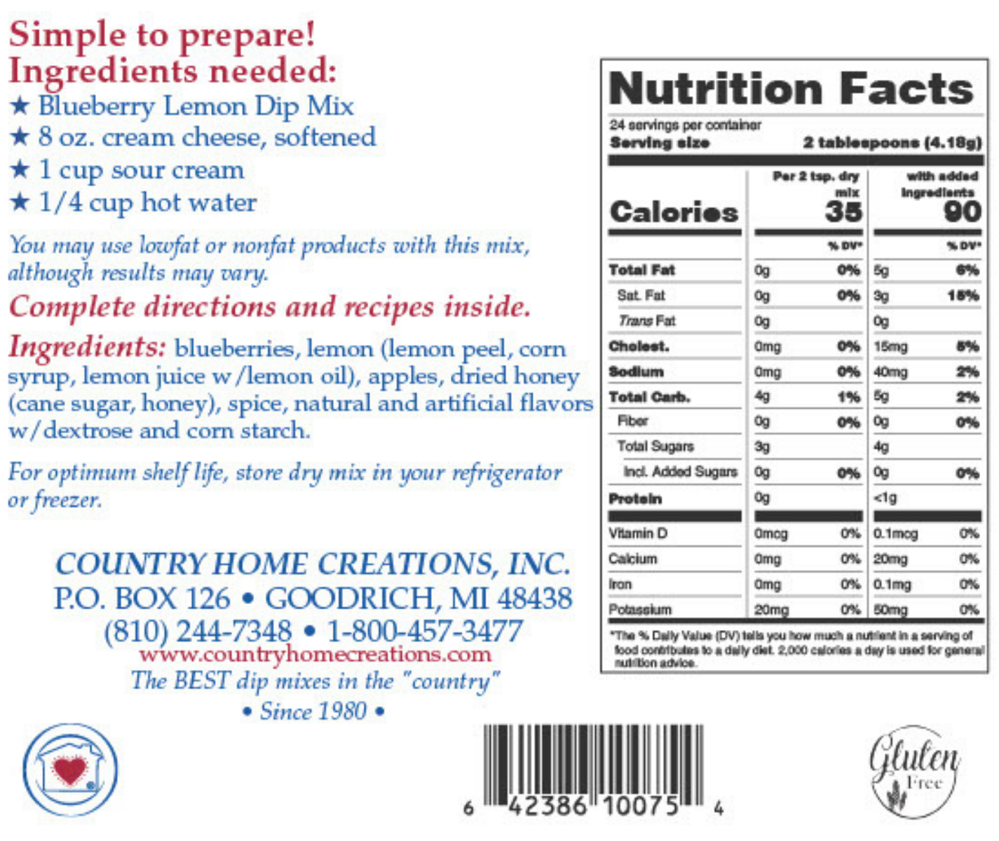 Blueberry Lemon Dip Mix