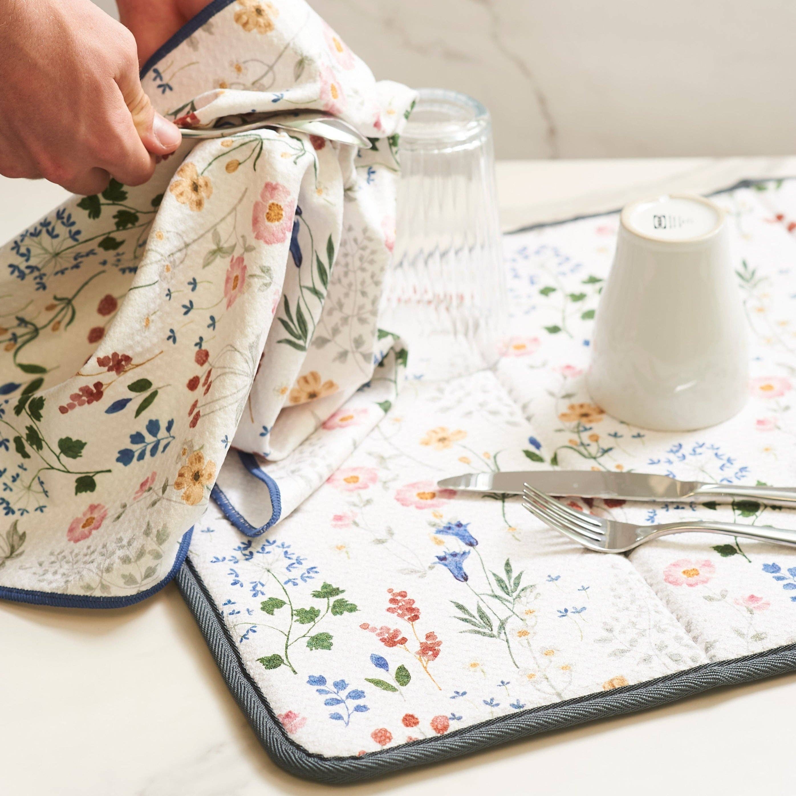 Drying Mat - Serenity Floral: Mint