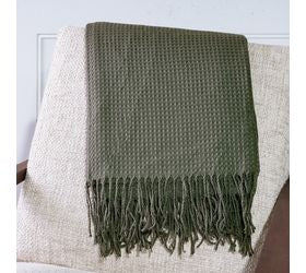 Olive Green Waffle Throw