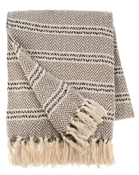 Black/Tan Striped Throw