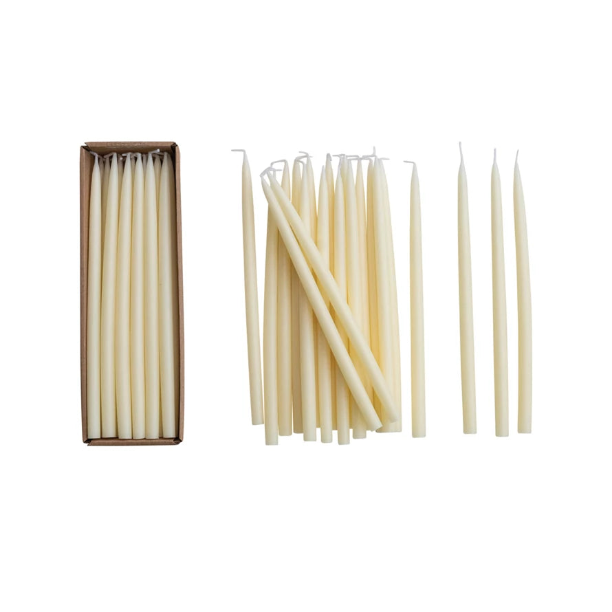 Cream Thin Taper Candle - Set 6