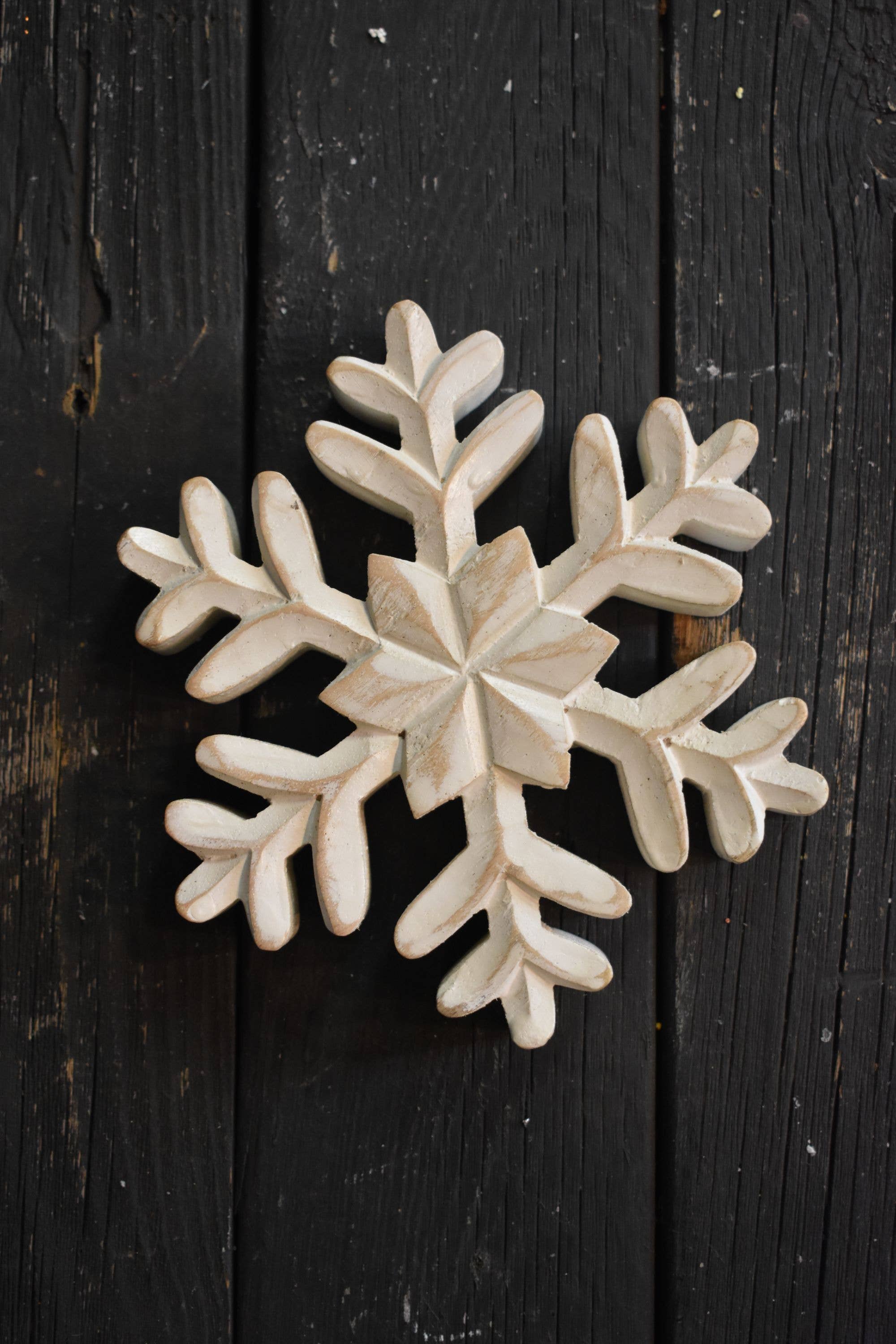 Whitewashed Wooden Snowflake- 7"