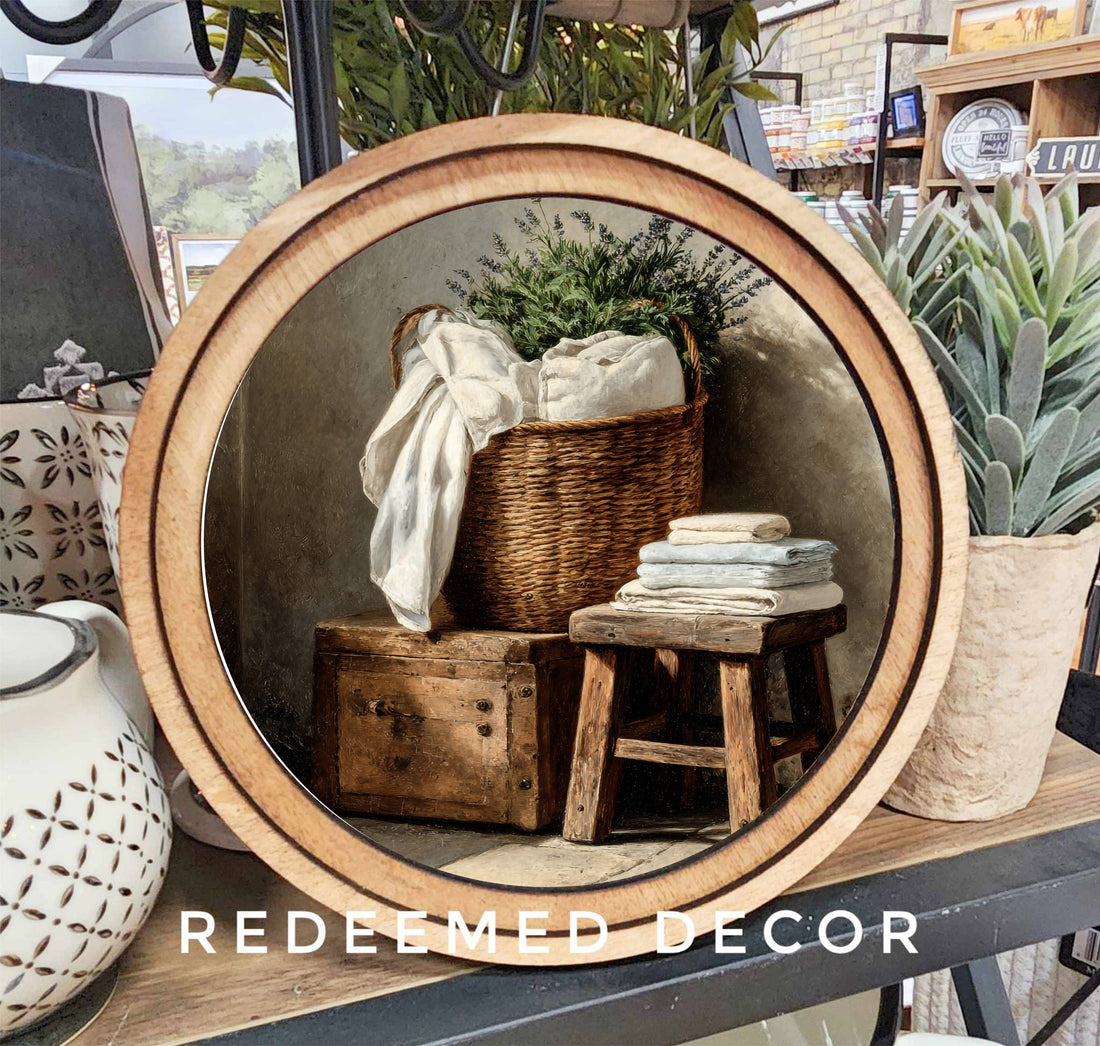 8" Round Towel Basket Art