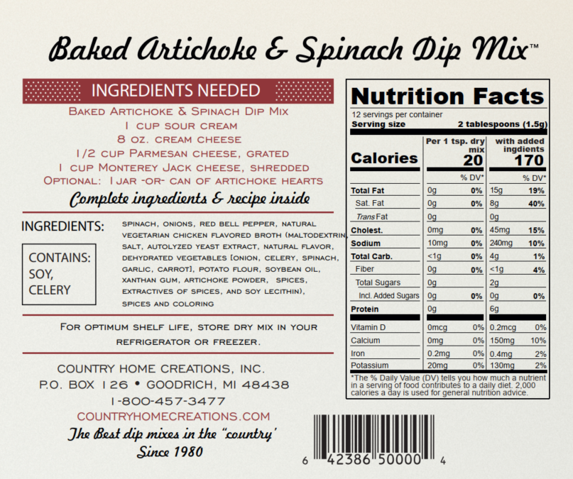 Artisan Kitchen Baked Artichoke & Spinach Dip Mix