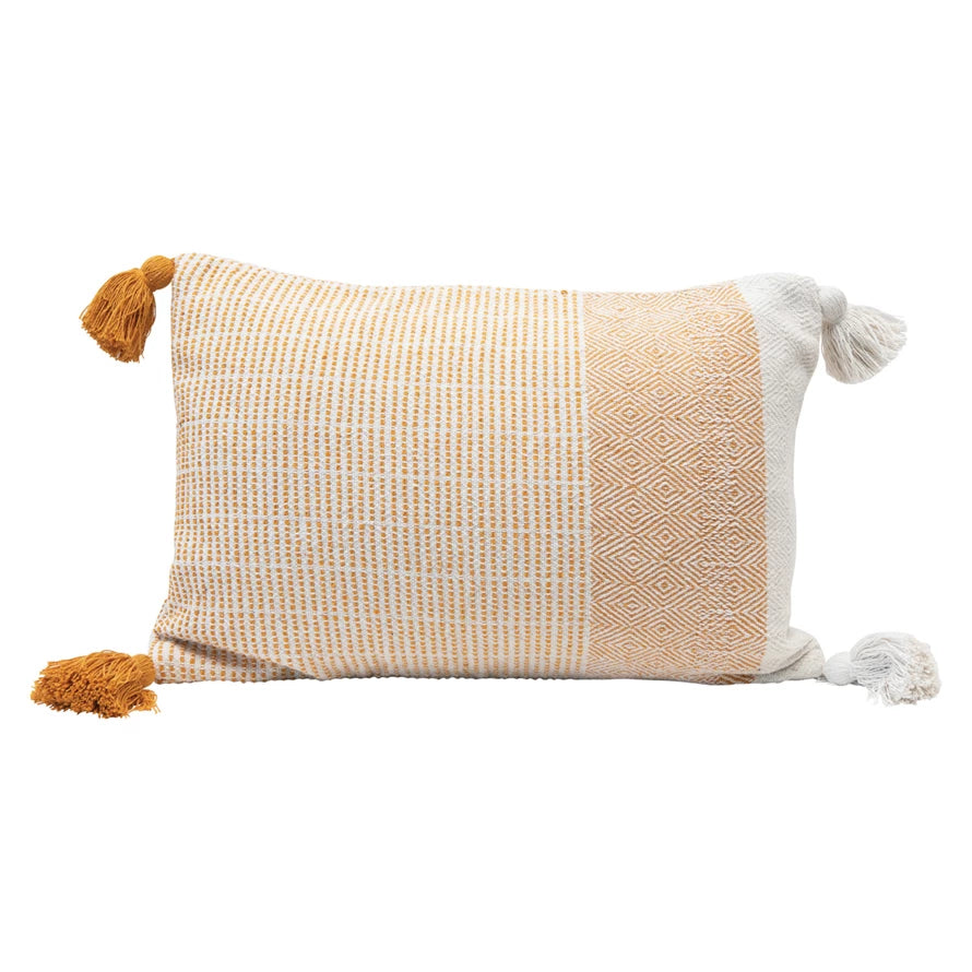 Woven Recycled Cotton Lumbar Pillow