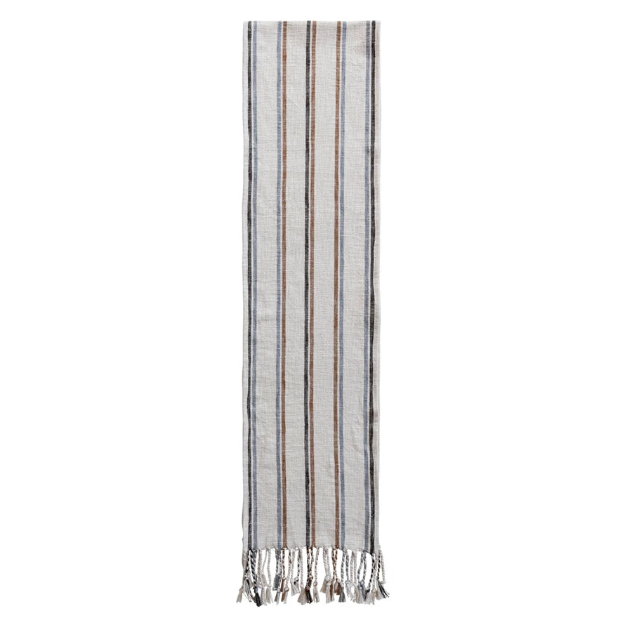 Striped Table Runner w/ Braided Tassels