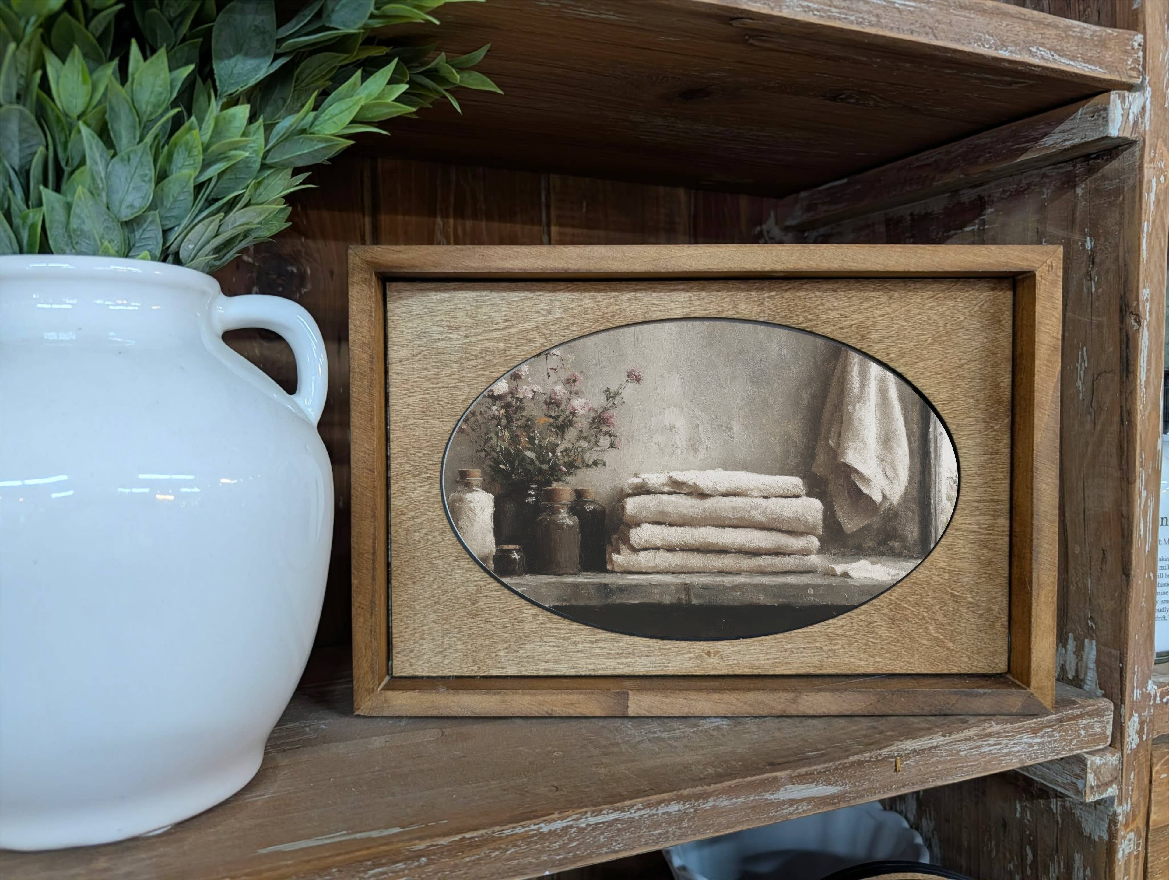 Box Framed Canvas Art Bathroom Shelf