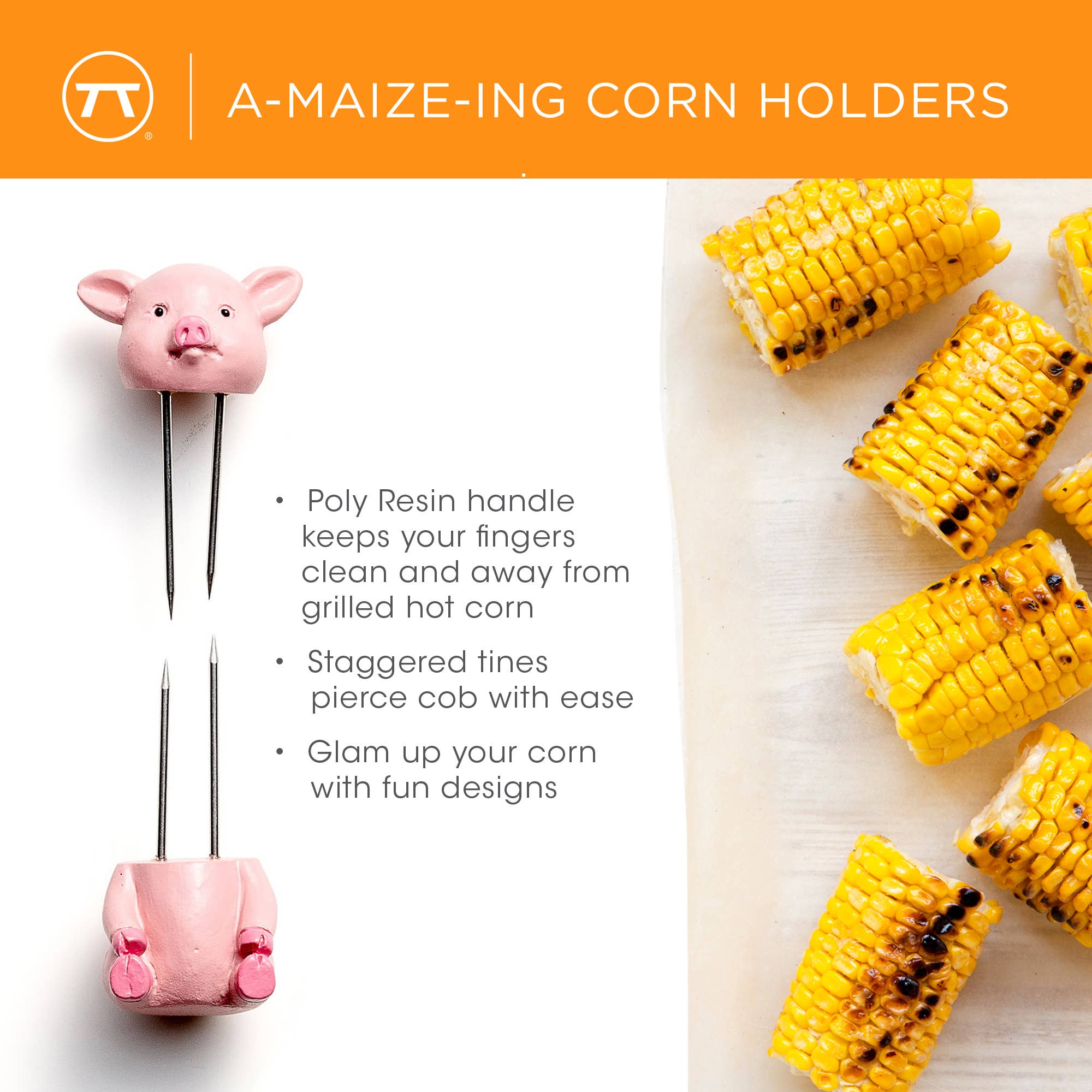 Outset Piglets Corn Holders, Set of 8