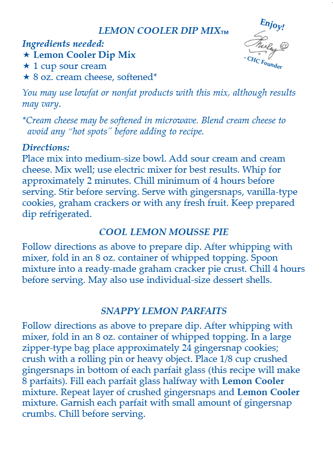 Lemon Cooler Dip Mix