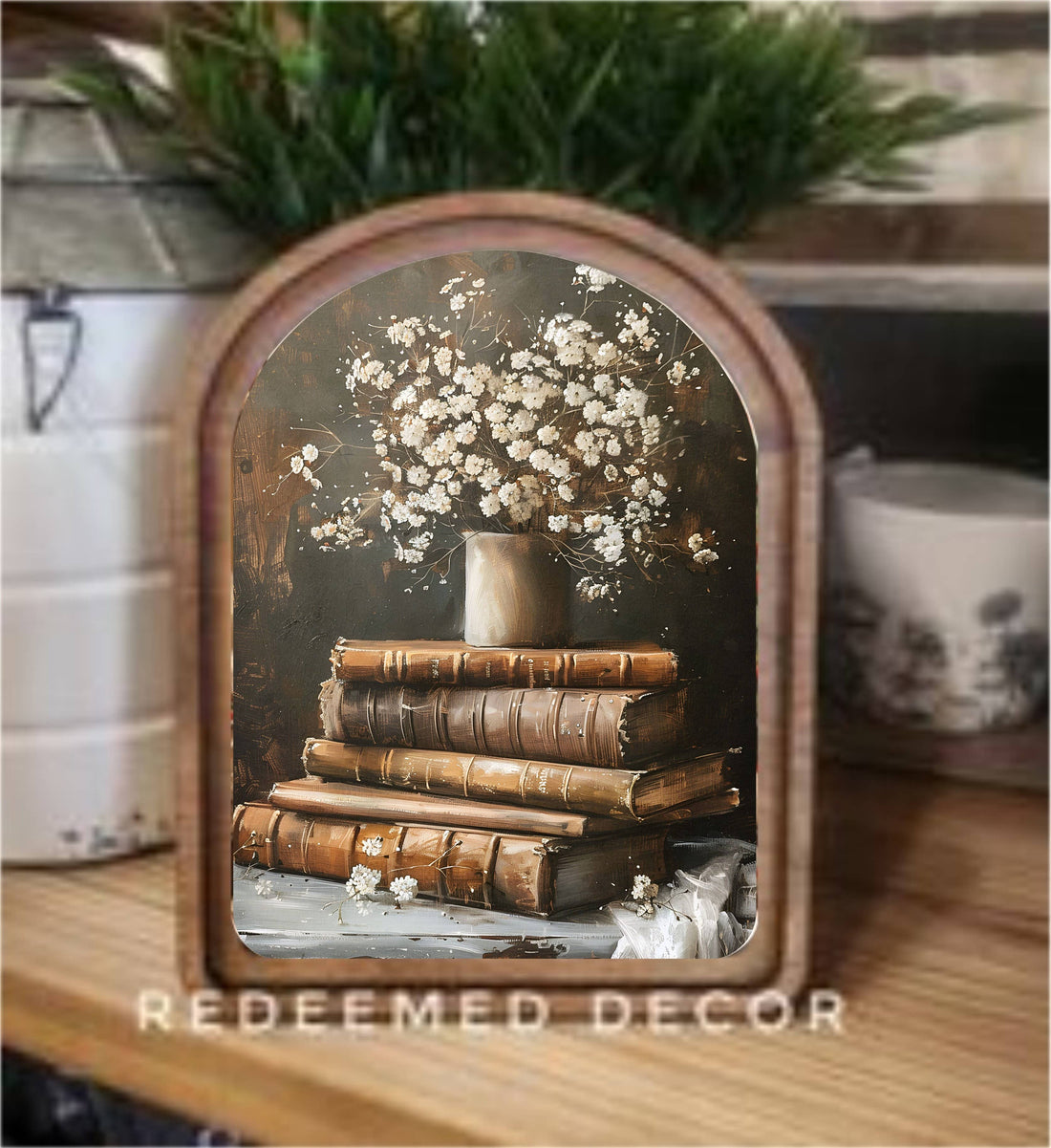 Books With Flowers Framed Art