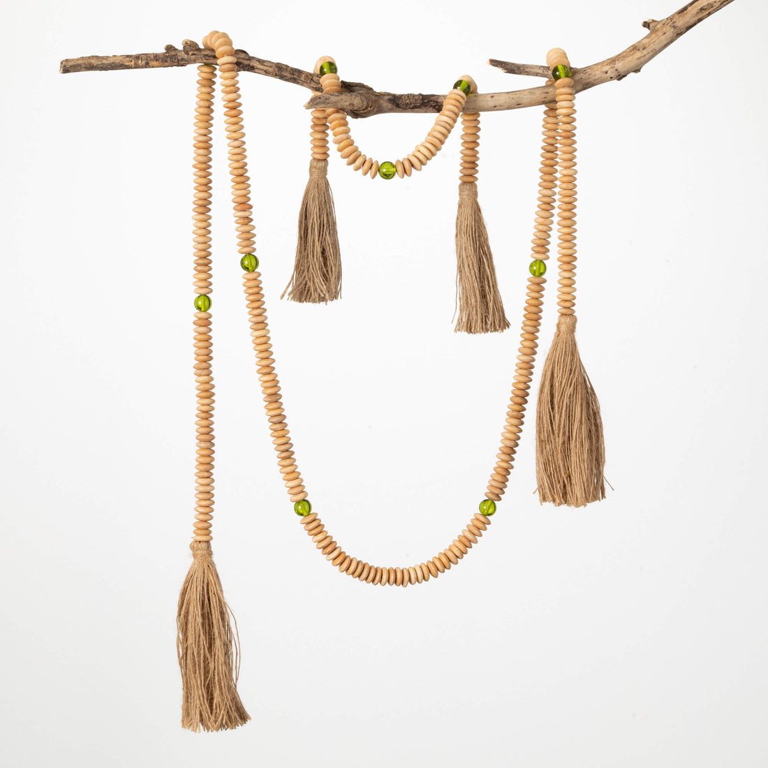 Green & Tan Beaded Garland