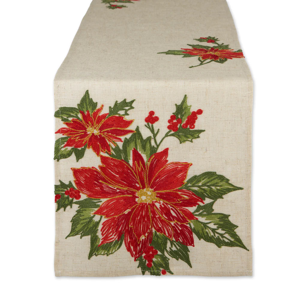 Poinsettia Holly Table Runner