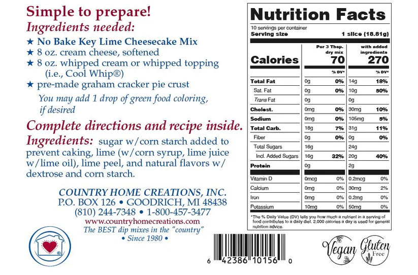 No Bake Key Lime Cheesecake Mix