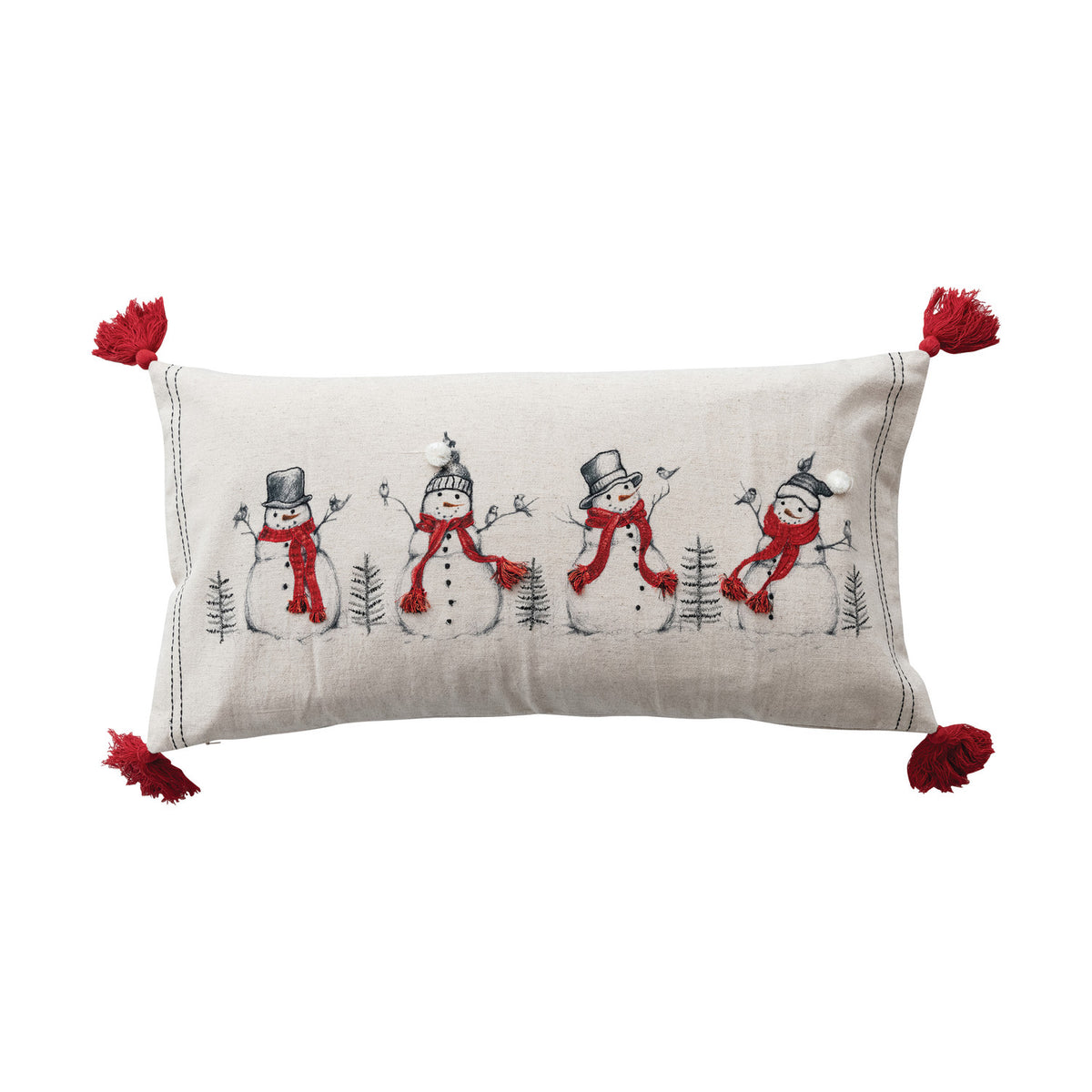 Snowmen & Birds Lumbar Pillow