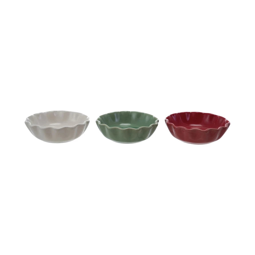 Round Stoneware Scalloped Bowl