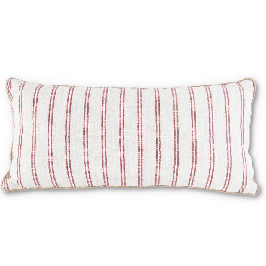 Cream & Red Striped Rectangular Pillow