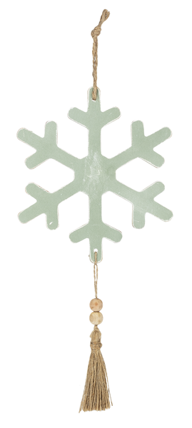 Snowflake w/ Wood Beads & Tassel Ornament