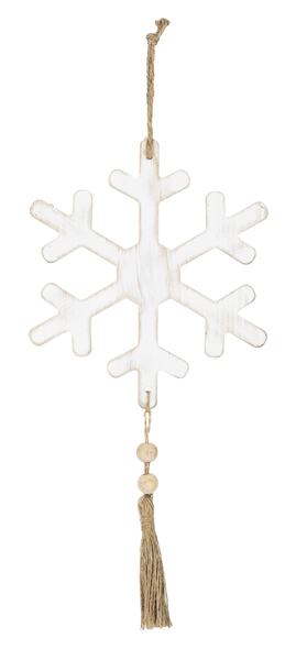 Snowflake w/ Wood Beads & Tassel Ornament
