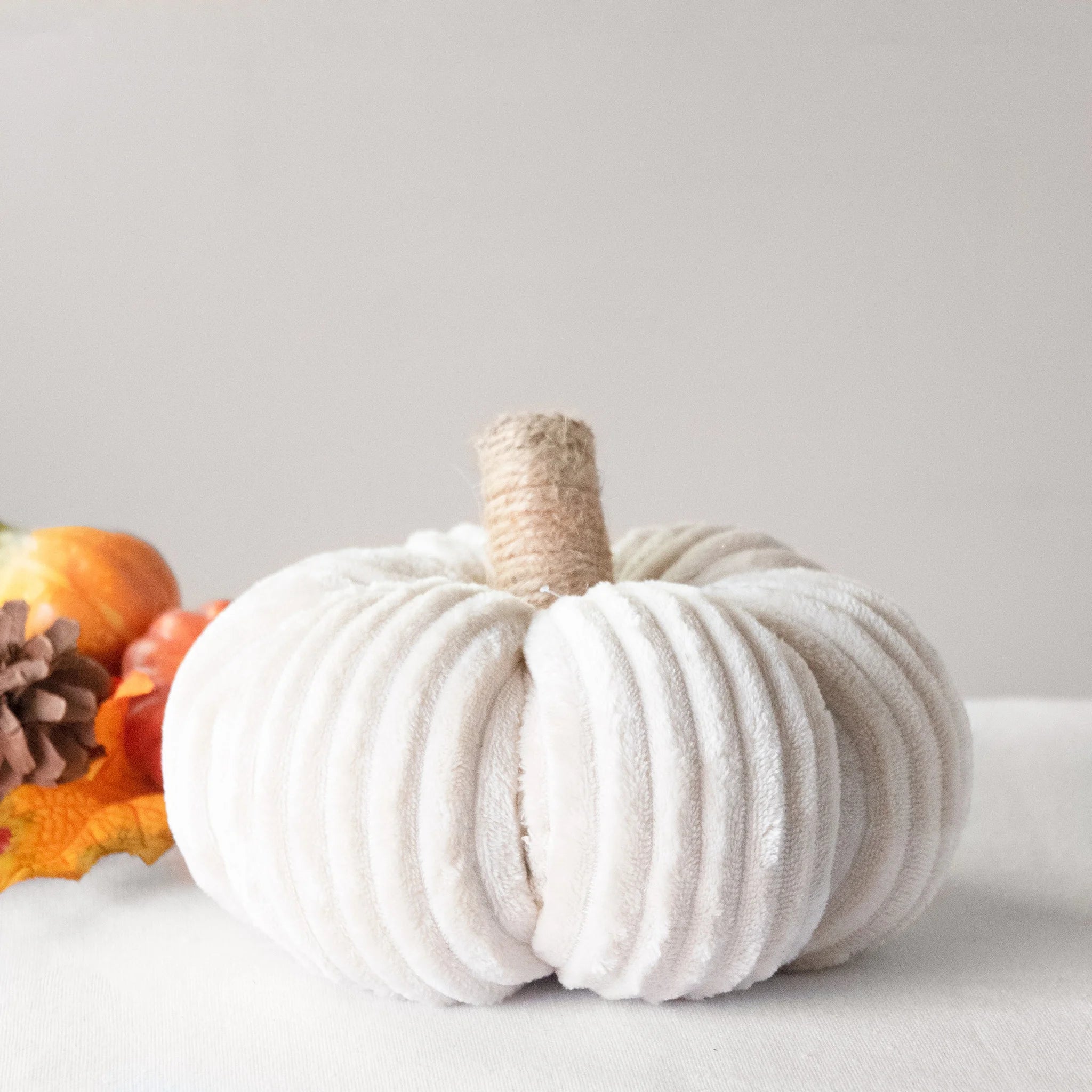 Beige Velvet Pumpkin