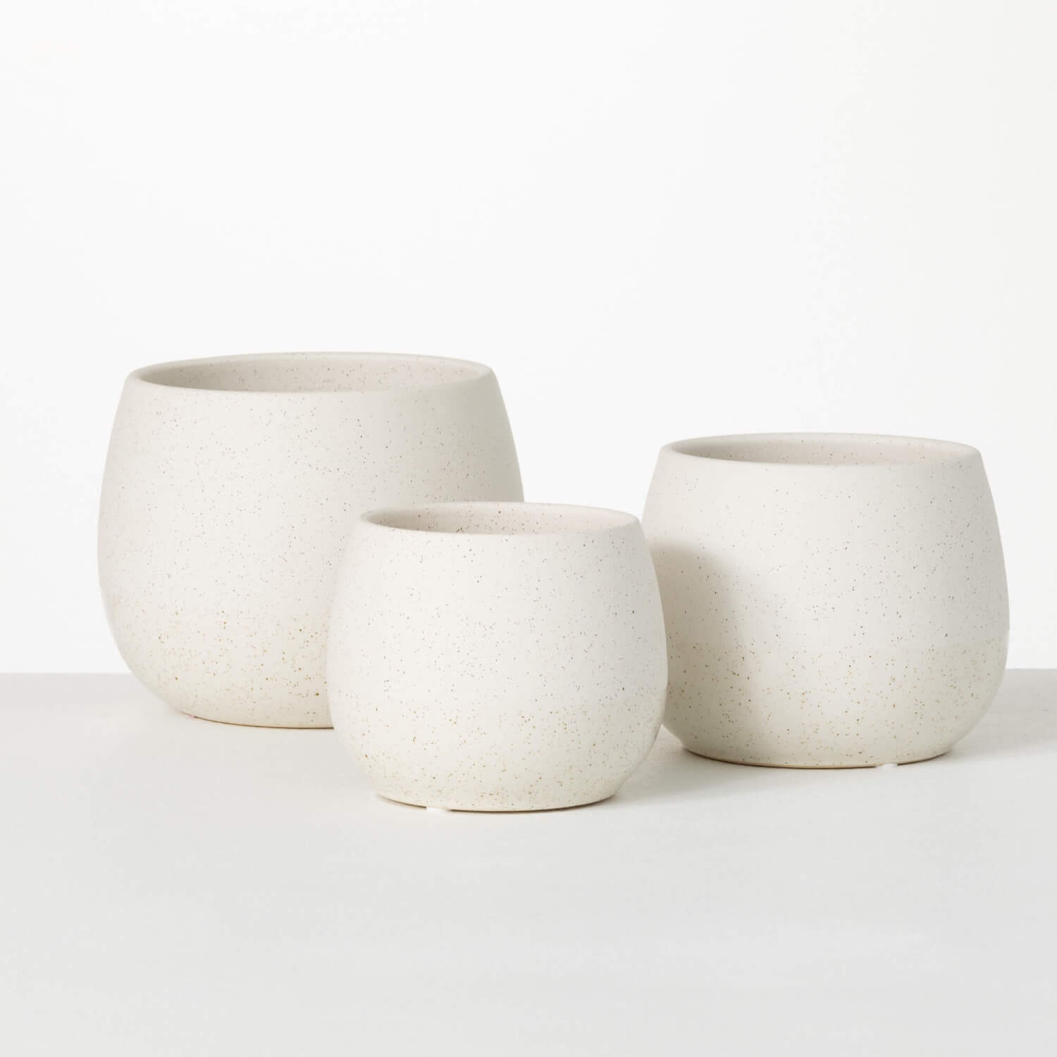Creamy Speckled Round Pot