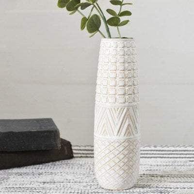 White Boho Vase
