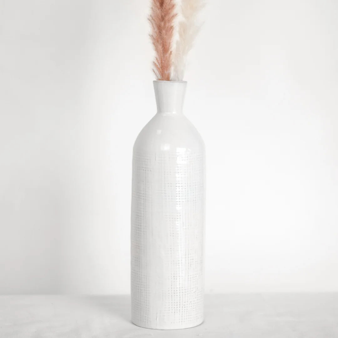 White Pattern Ceramic Vase