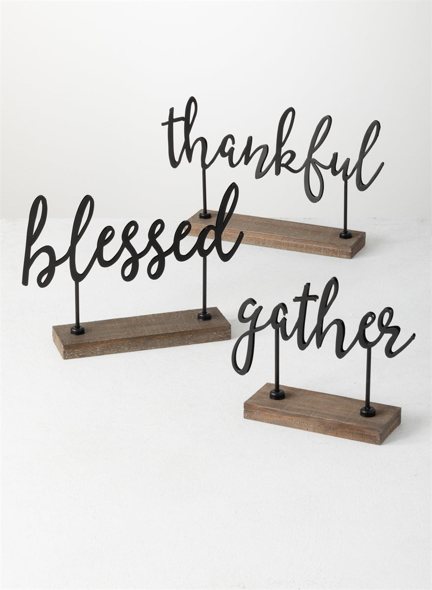 Metal standing words