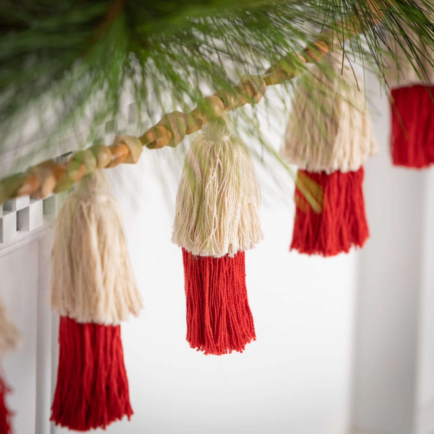 Red & White Tassel Garland