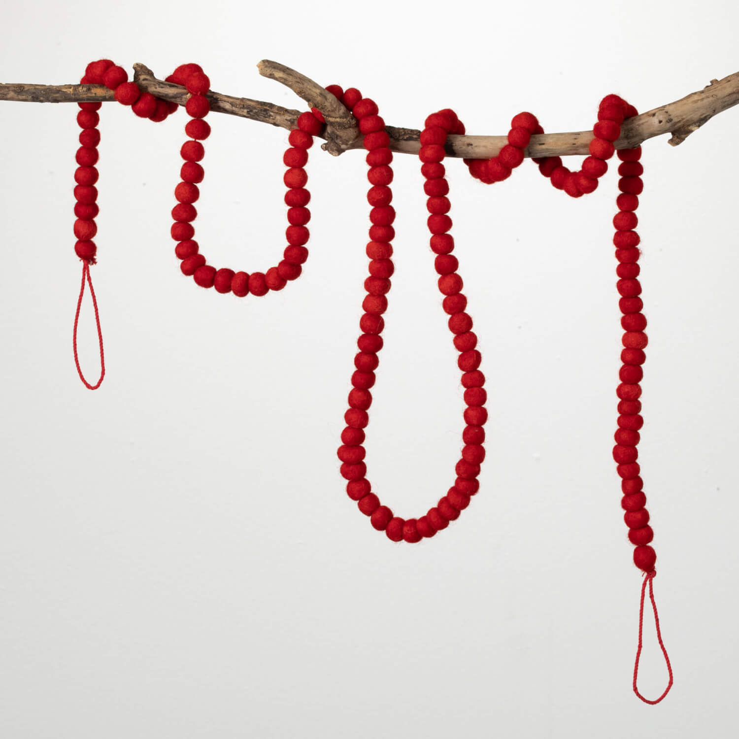 Red Wool Ball Garland