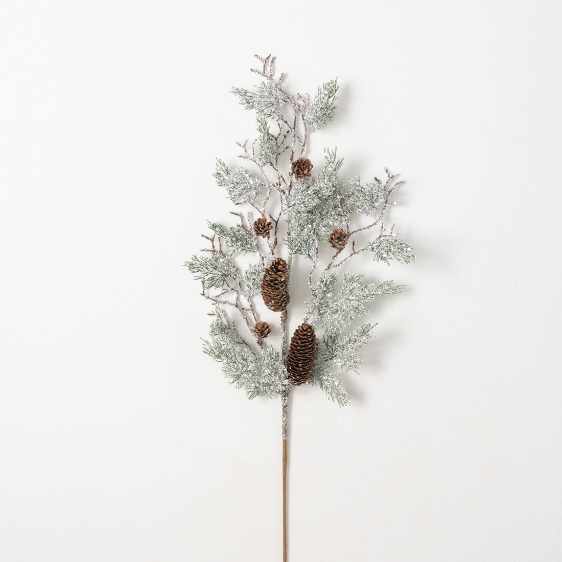 Frosted Cedar Spray with Cones