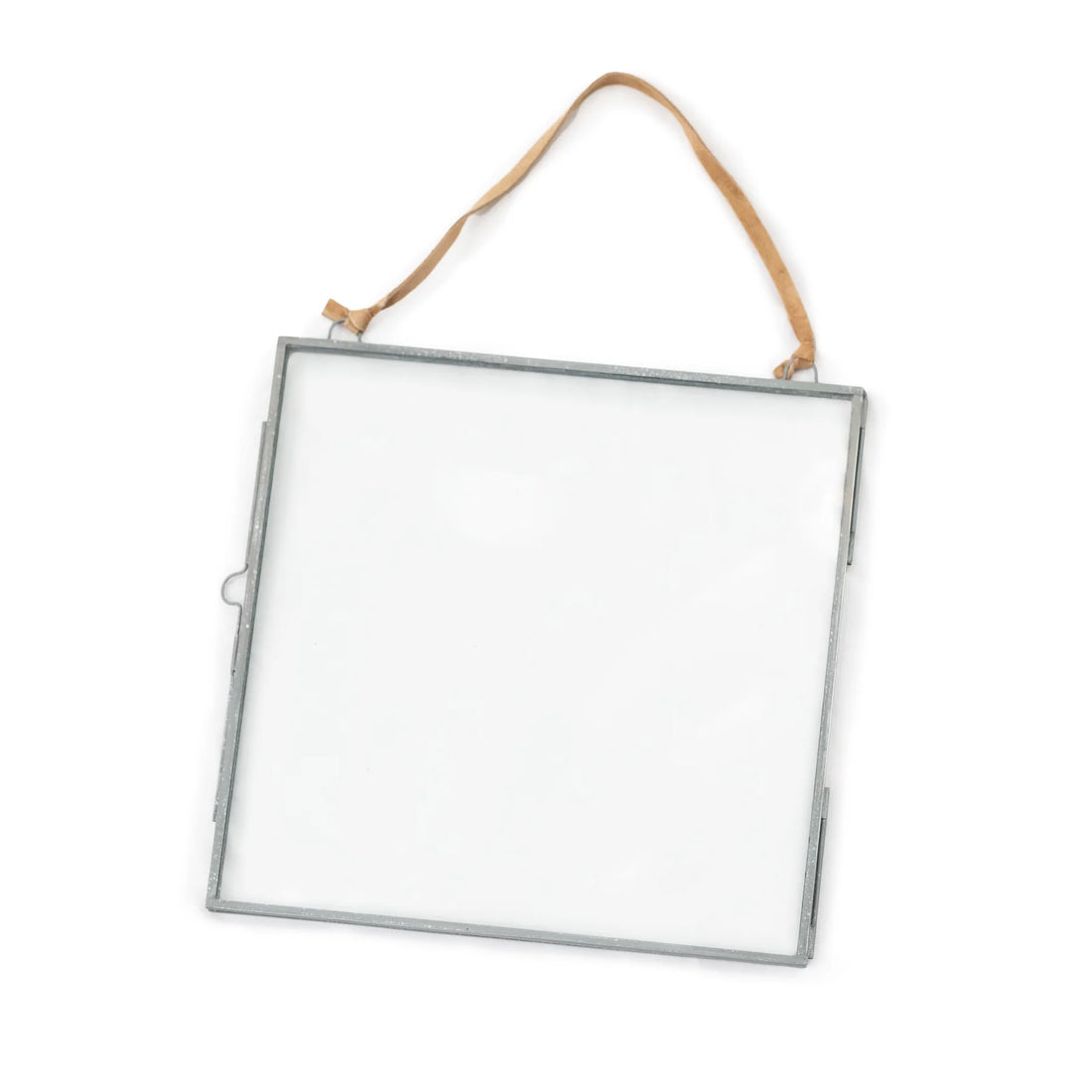 Glass Metal Frame Brown Suede
