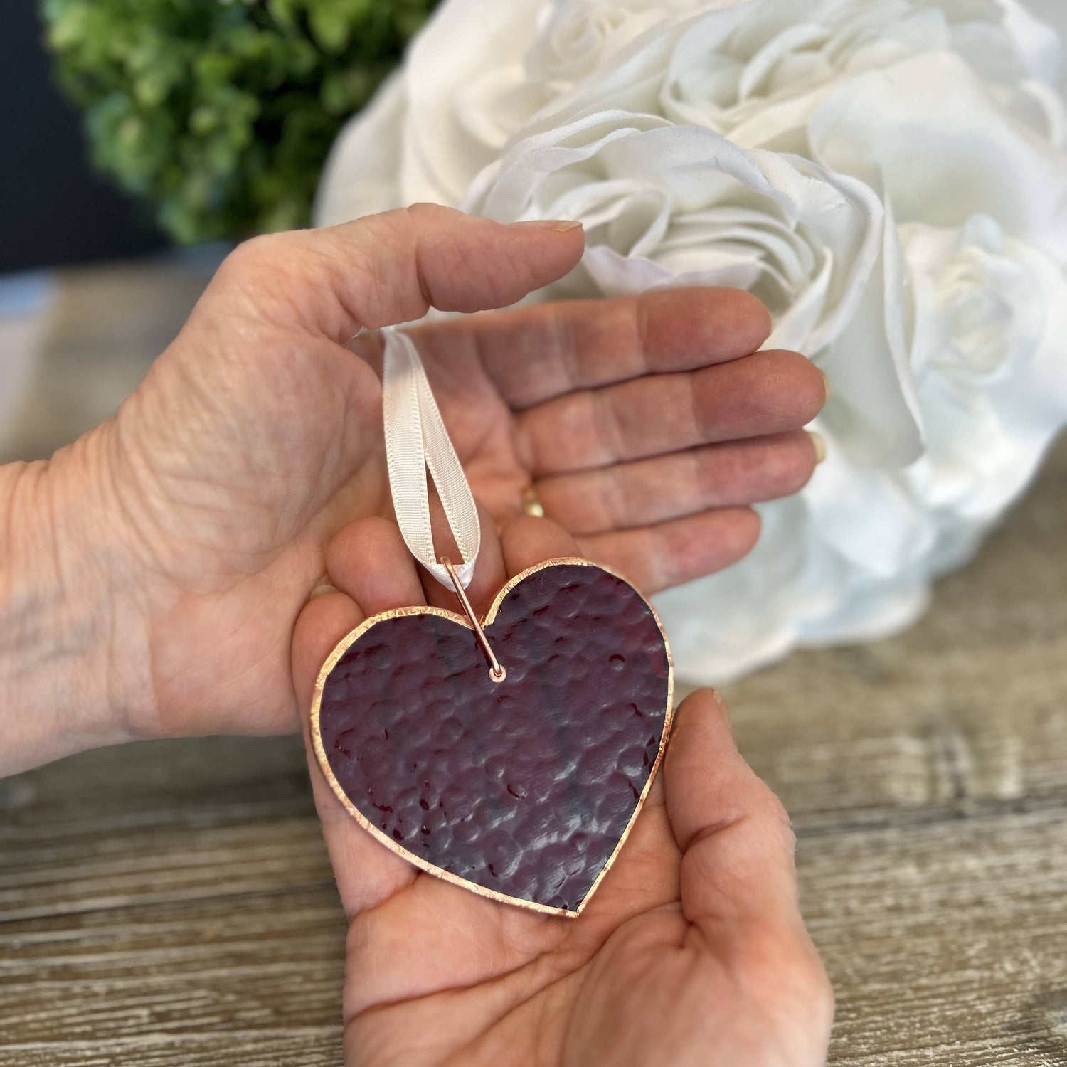 50th Wedding Anniversary Gift USA Handmade Glass Heart 7731