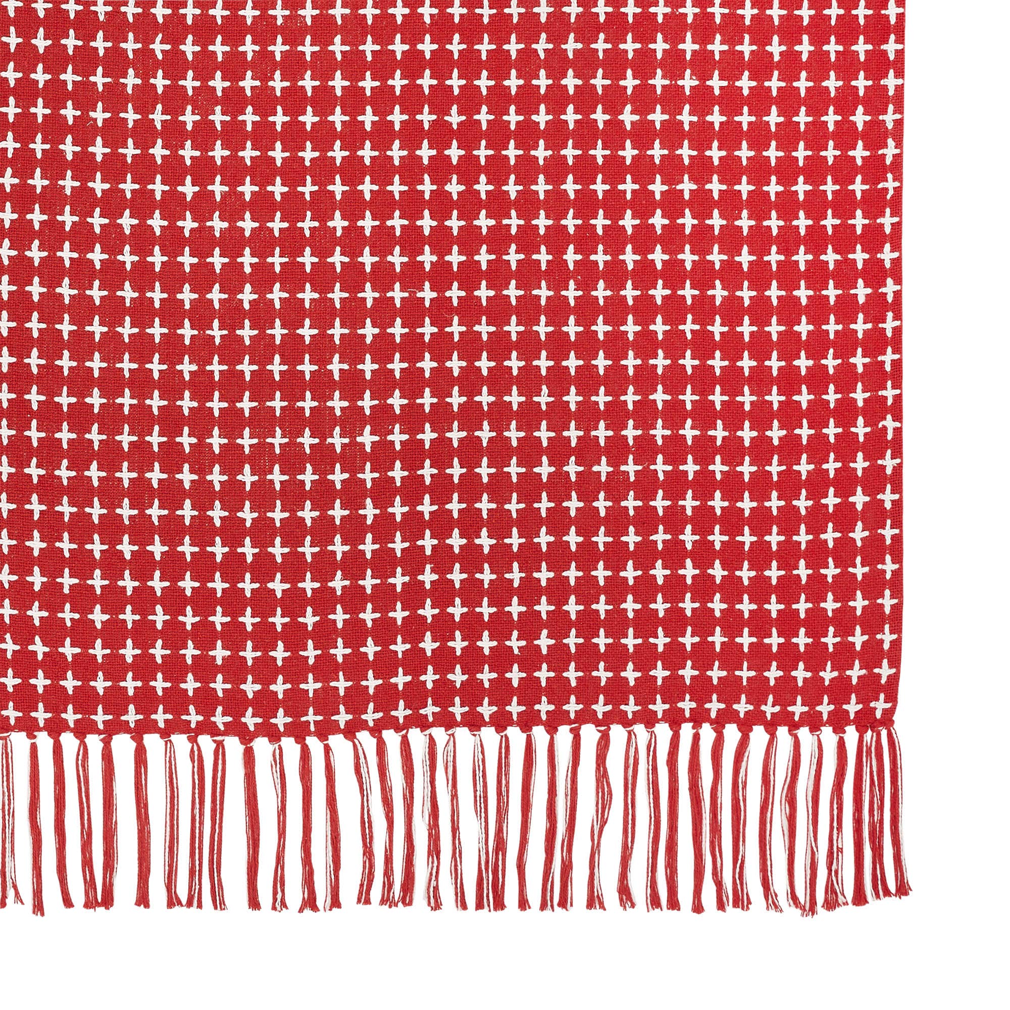 Red Woven Throw Blanket with Fringe – Gallen Collection
