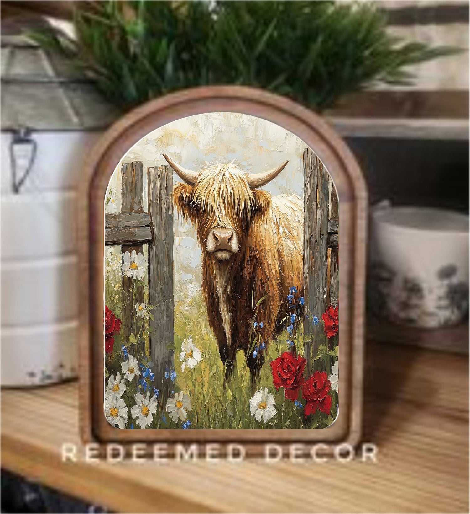 Arch Top Patriotic Highland Framed Art