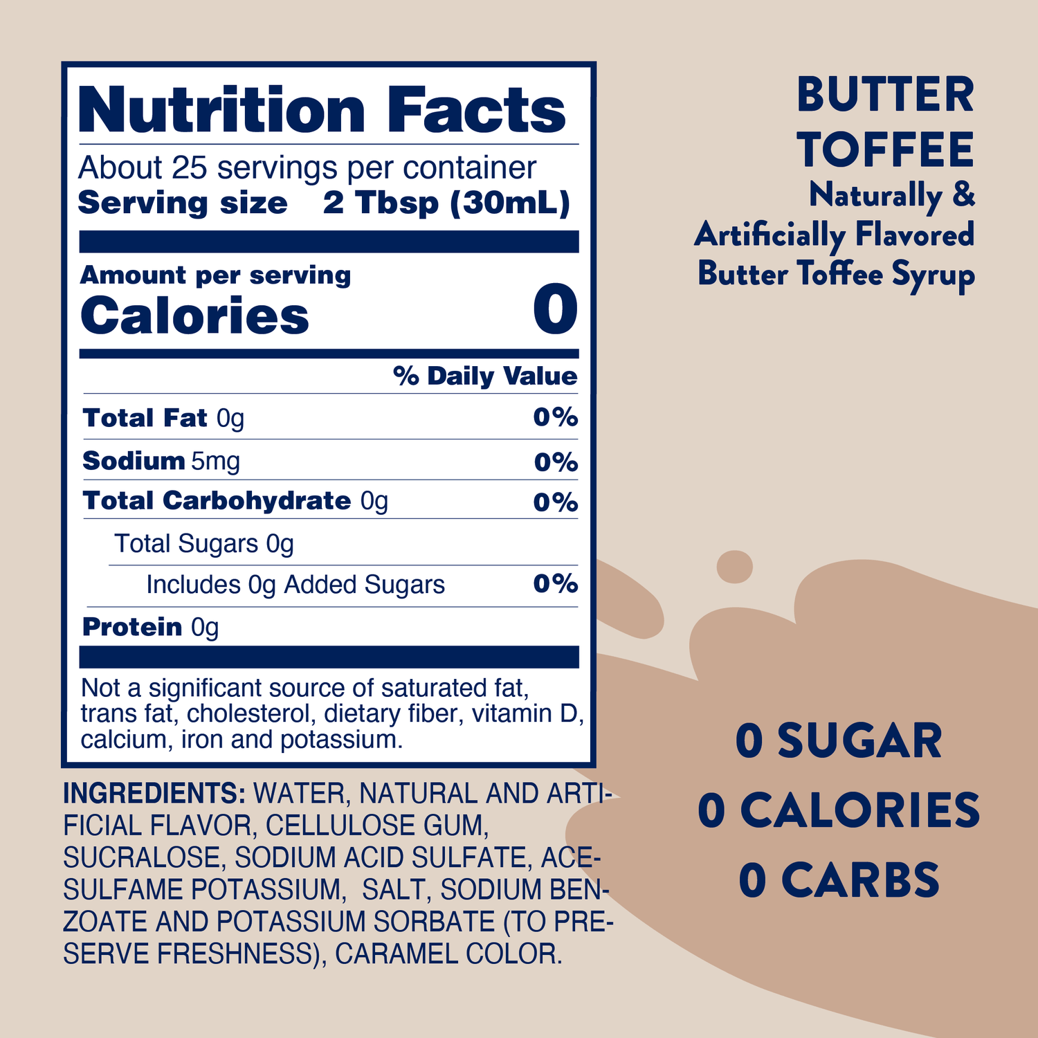 Butter Toffee Syrup - Sugar Free