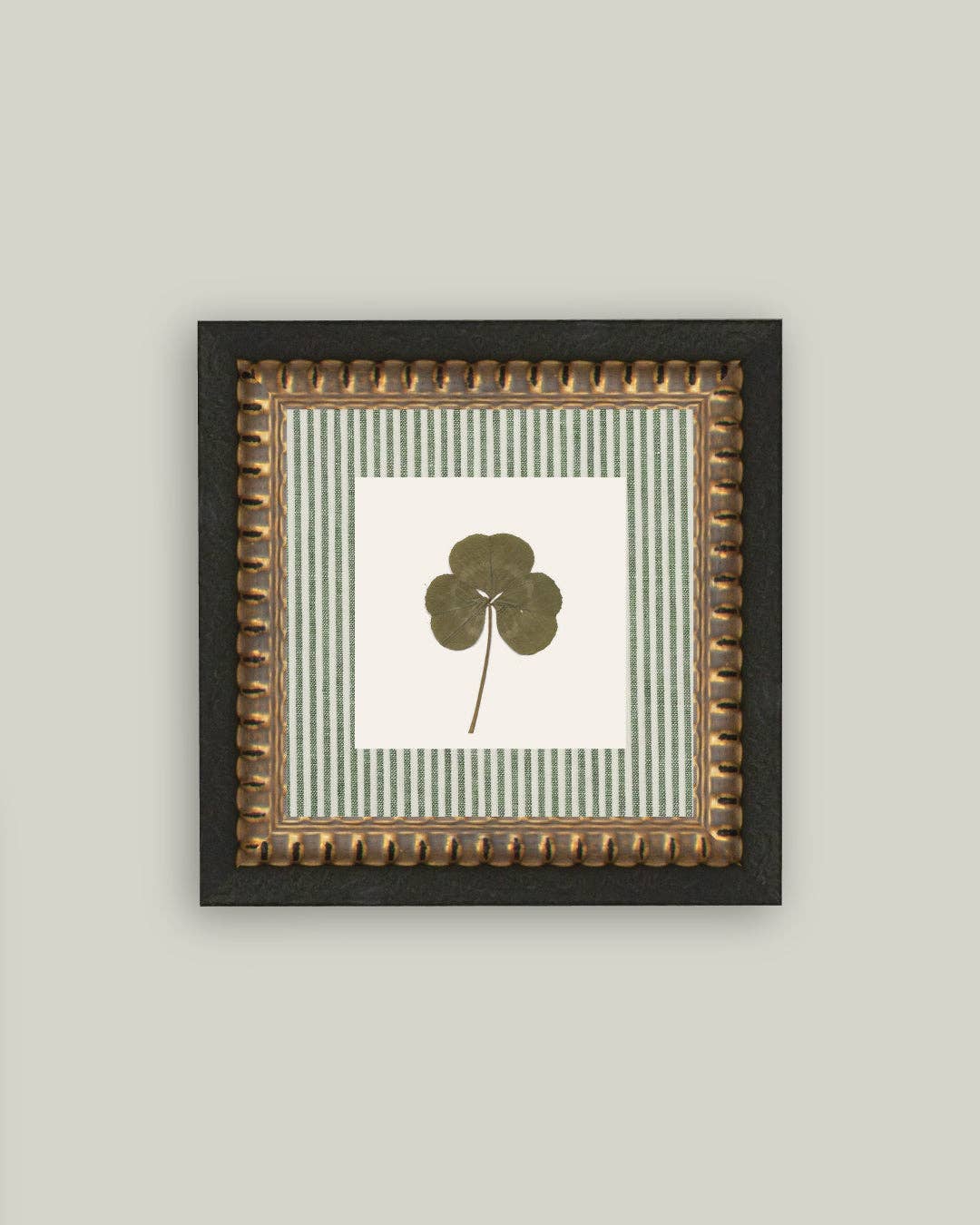 Clover on Stripes Framed Antique Art