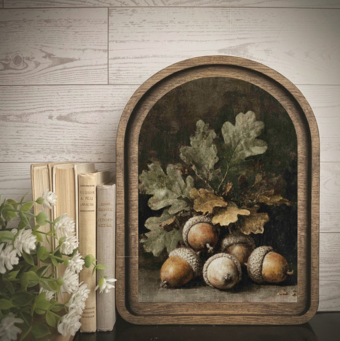 Arch Frame Art Moody Acorn Fall Autumn | Wood &amp; Canvas