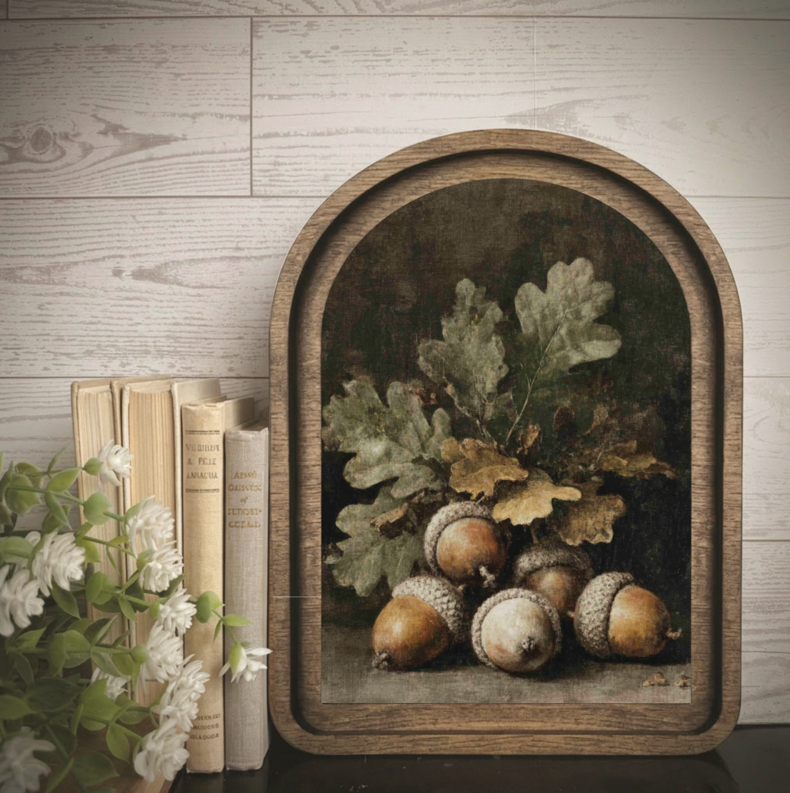 Arch Frame Art Moody Acorn Fall Autumn | Wood &amp; Canvas