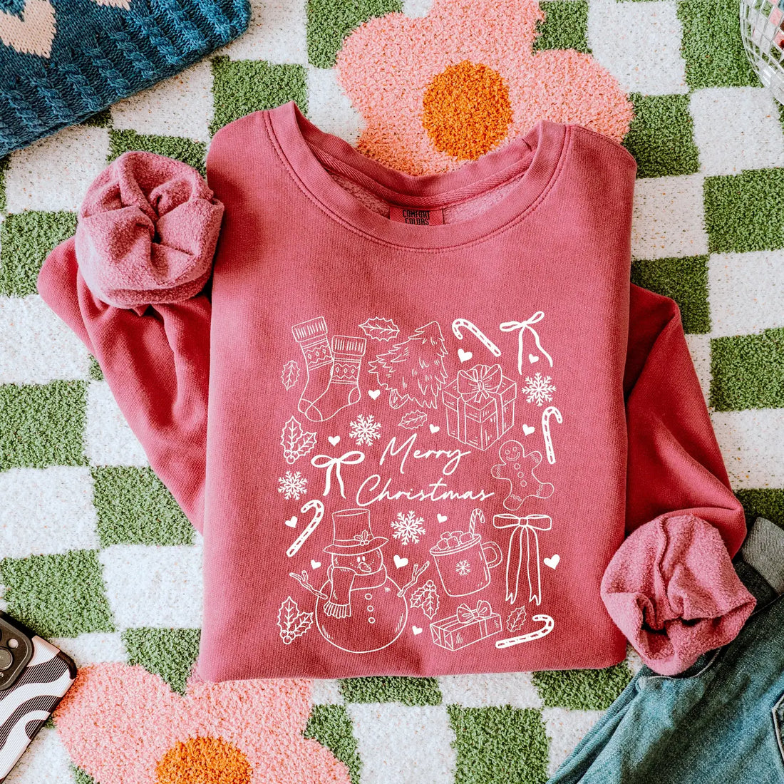 Merry Christmas Holiday Icon Crewneck