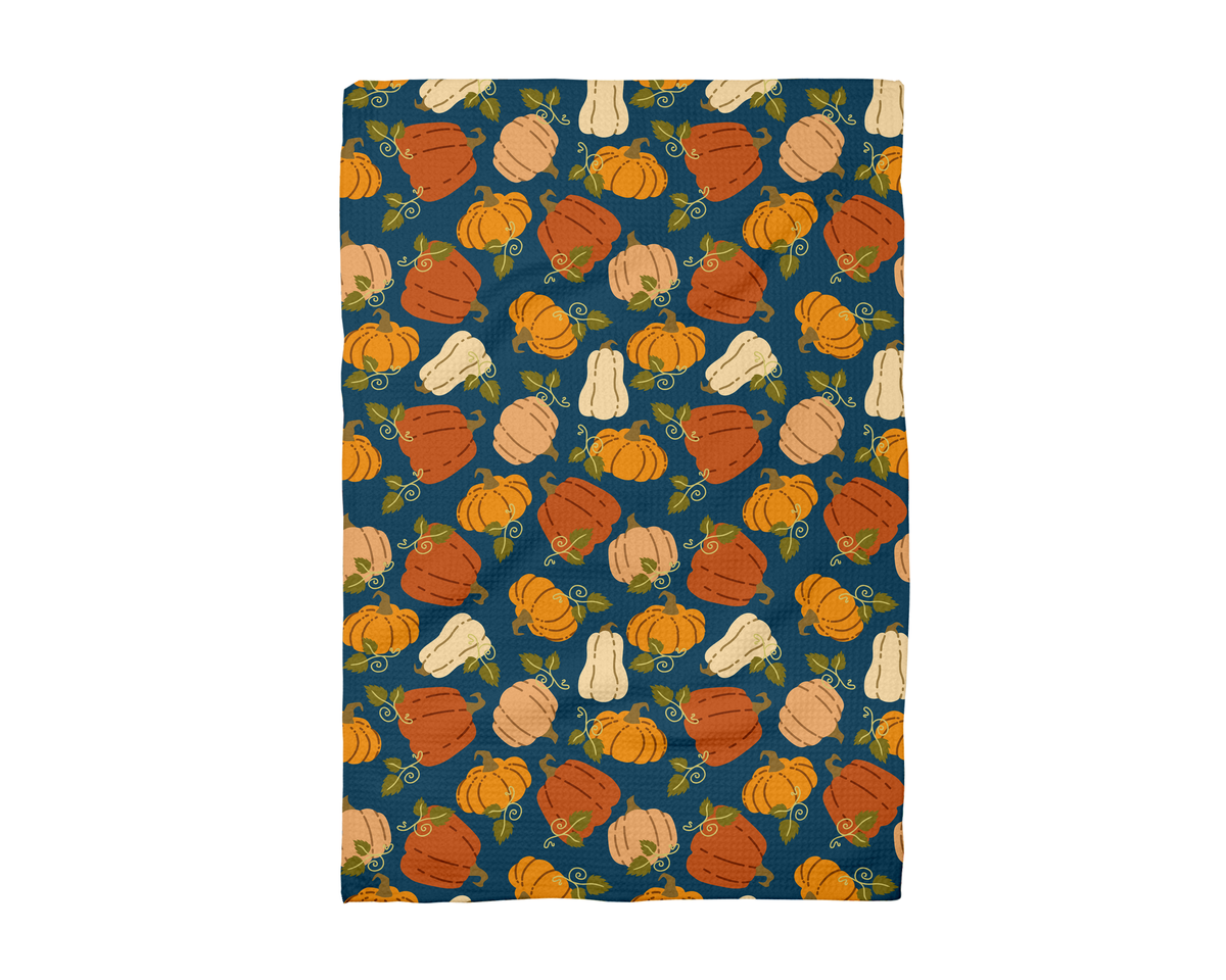Pumpkin Fall Botanical Floral Autumn Kitchen Towel Waffle