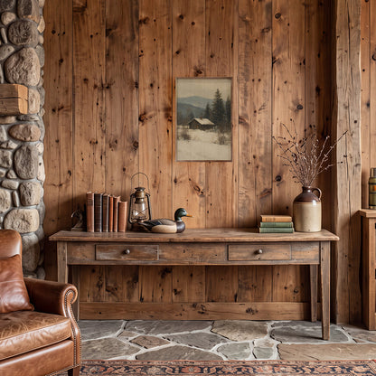 Vintage Winter Cabin In The Mountains