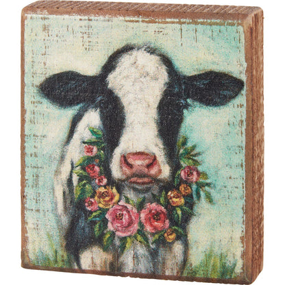 Floral Cow Block