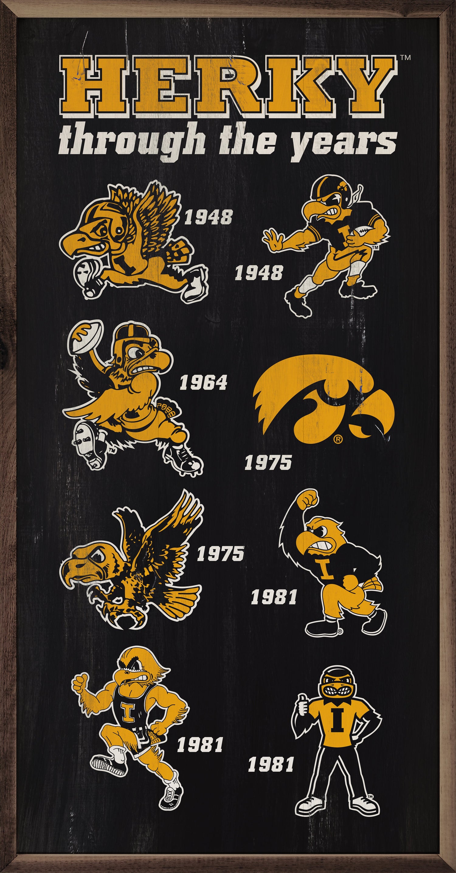 Herky Through The Years Vertical University Of Iowa Black