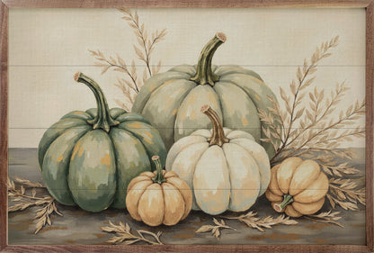 Pumpkins With Dried Leaves