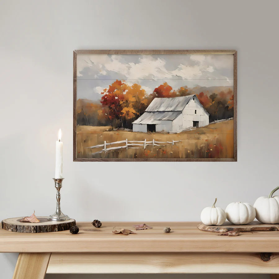 White Barn with Fence
