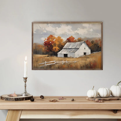 White Barn with Fence